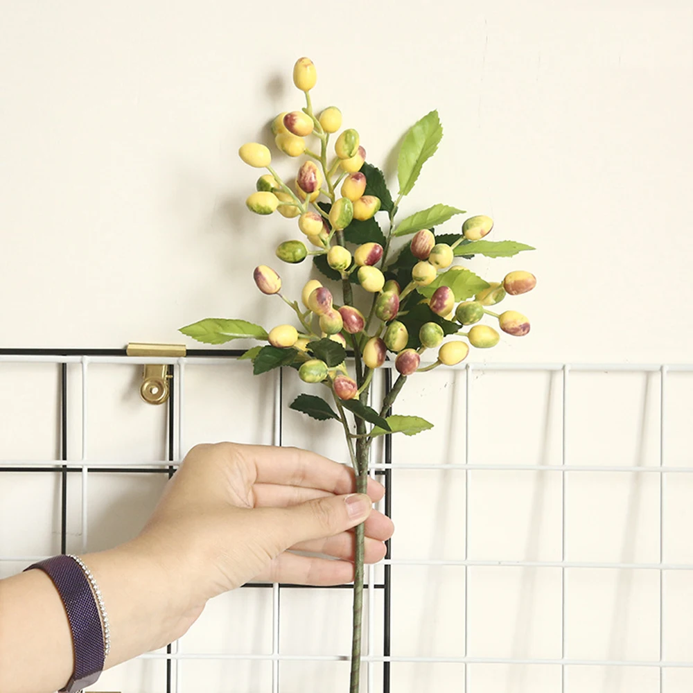 Поддельные оливковые фруктовые фасоли ветка цветы для рождества искусственные растения ягодные цветы для свадьбы дома комнаты Декор цветок растение стены - Цвет: XQ3006