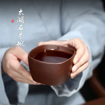 

Two 】 koubei taihu yixing purple sand cup by hand purple clay party modelling big bowl 150 cc