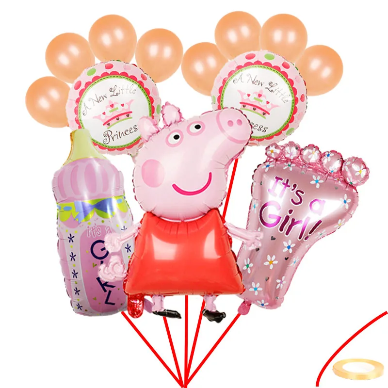 1 комплект со Свинкой Пеппой; Фольга шарики, День подарков будущей матери для маленьких мальчиков и девочек globos воздушный шар для детей Дети 1st День рождения украшения для детей