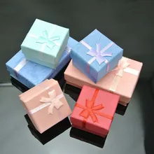 Jewelry box ring earrings jewelry display stand mini jewelry gift box solid color bow square box коробка для часов relogio 50