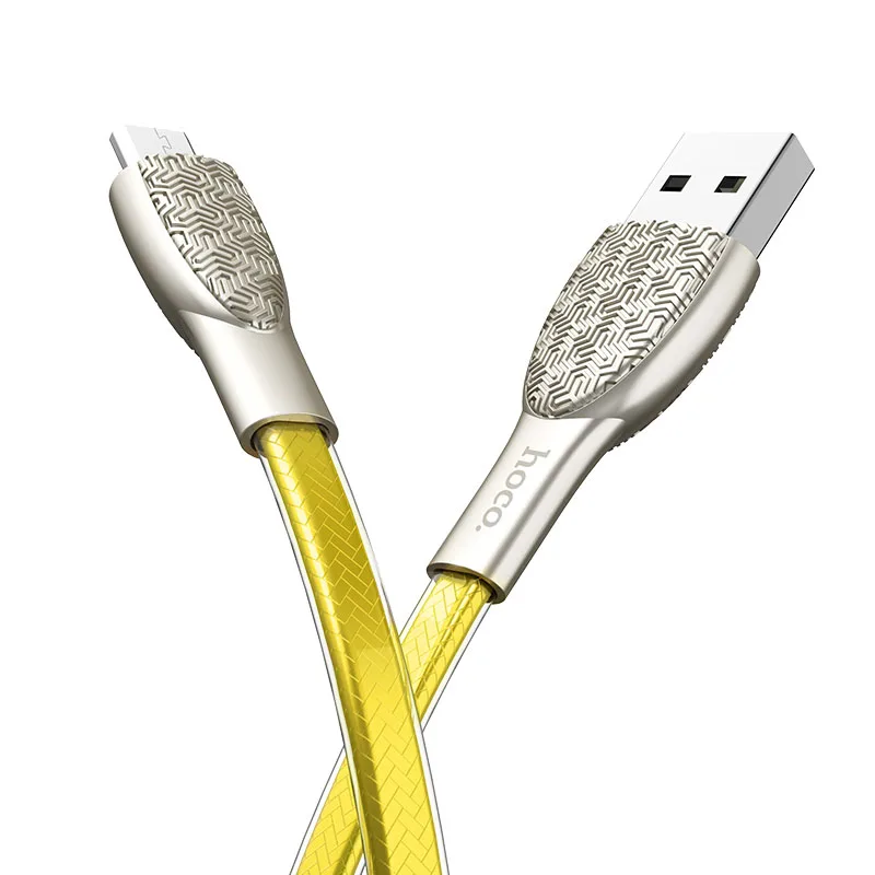HOCO U52 10 шт./лот 1,2 м Прочный USB кабель для iPhone кабель Micro кабель для samsung USB кабель зарядное устройство провод - Цвет: gold for Micro