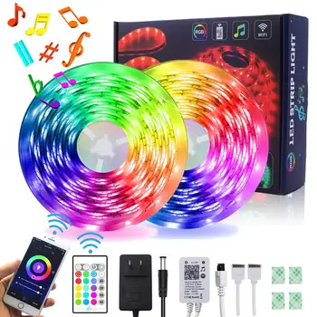 

16.4ft/32.8ft WiFi Music RGB LED Strip Light Kit, Works with Alexa, Google Assistant, Built-in Mic, for TV Bedroom Kitchen Party