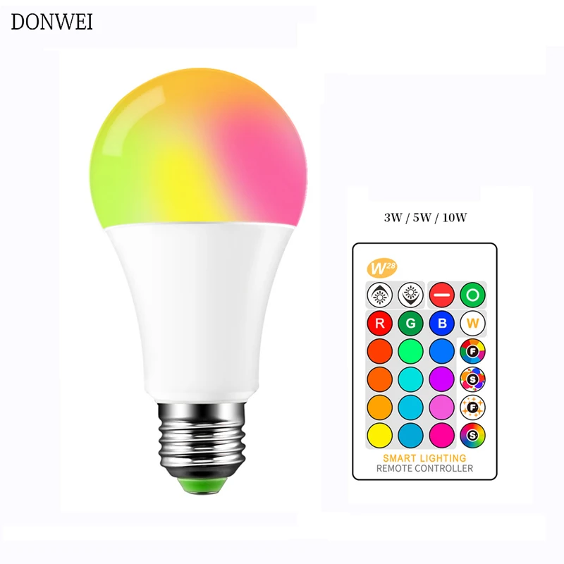 

3W 5W 10W E27 LED RGB Bulb Lamp AC85-265V LED Bulb High Brightness Dimmable Spot Light Home Decoration LED Lamp With Remote