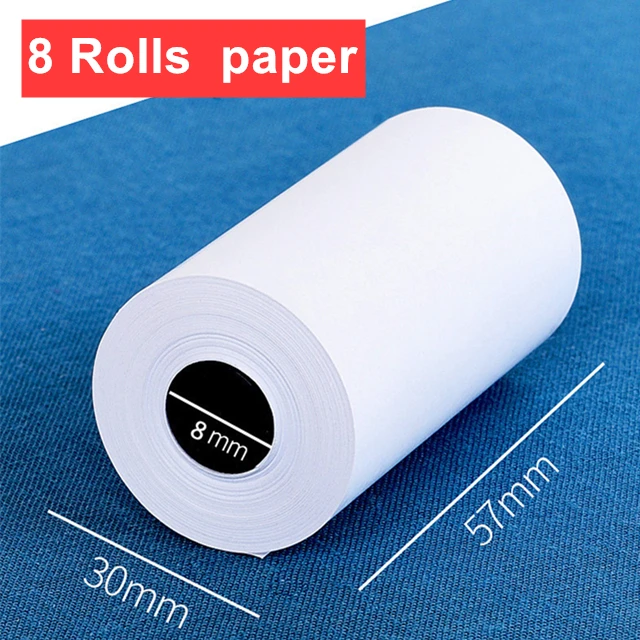 8 Rolls paper Zjiang Мини карманный Мобильный цветной термопринтер Bluetooth POS Код 58 мм кассовый принтер для ткани супермаркет магазин - Цвет: 8 Rolls paper