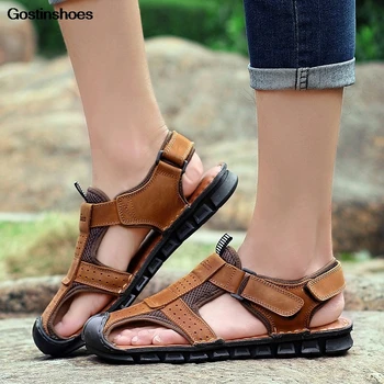 

Sandalias De Playa Chaussure Homme New Casual Leather Full Grain Leather Wear Resistant Shoes Men Sandals