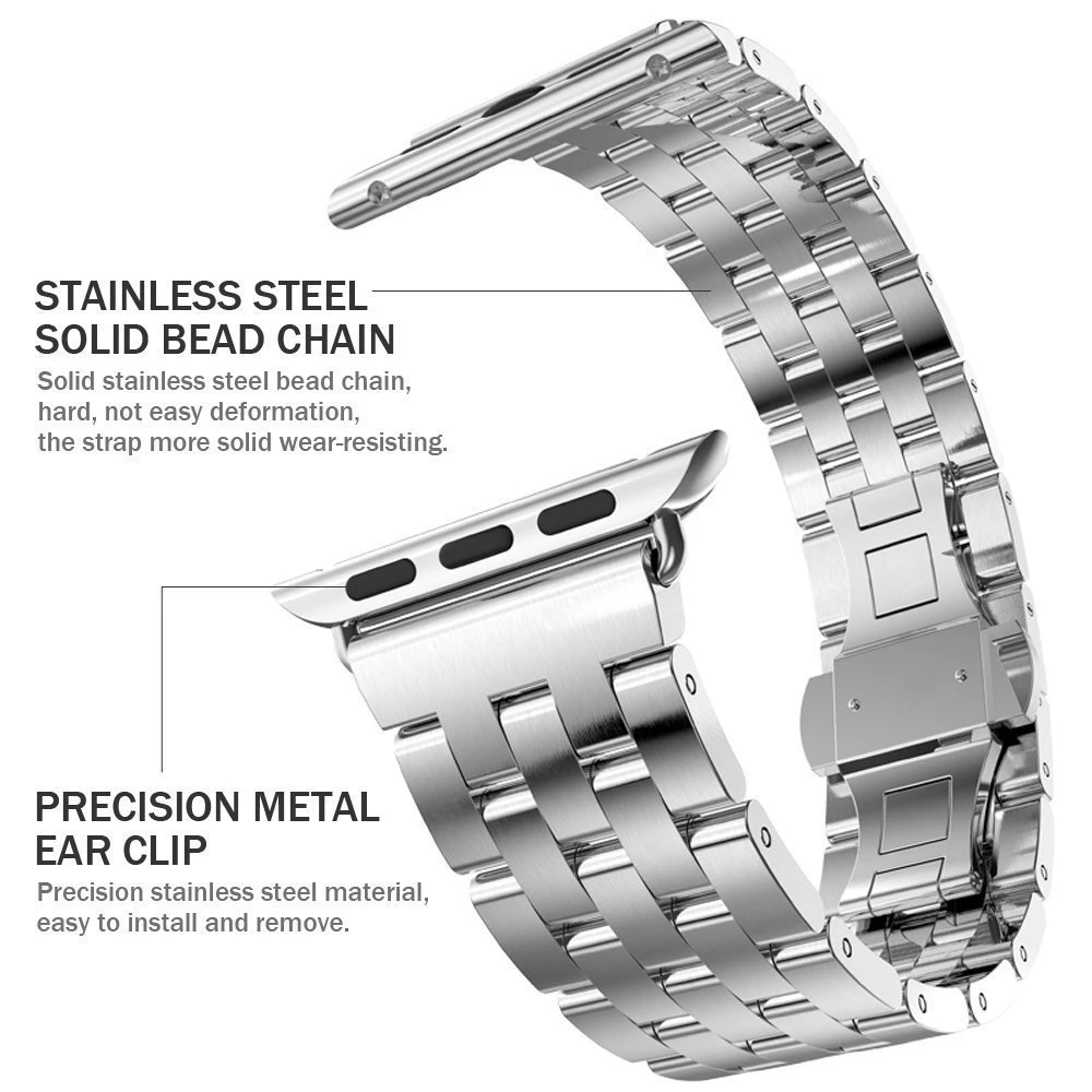 Совместим с Apple Watch Band Series 5 4 40 мм 44 3 2 38 42 сменный металлический ремешок для Iwatch