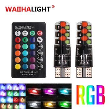 

T10 Led Car Clearance Light Dome Light W5W COB Door Lamp 194 168 Socket T10 RGB Colorful Bulbs With Remote Controller