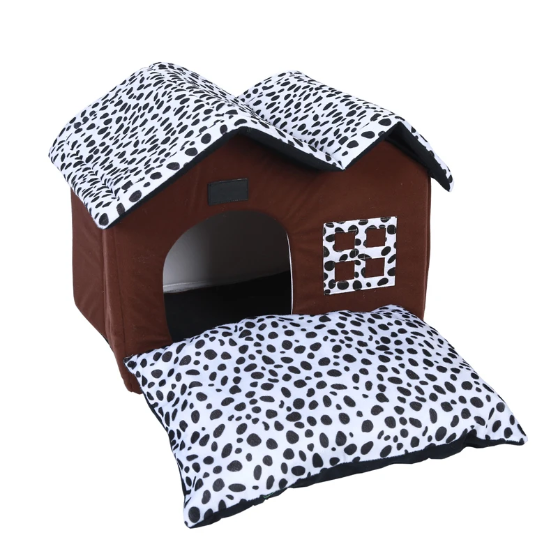

Foldable Pet Dog Bed House for Small Dogs Luxury Double-top Cat Home Room Removable Cover Warm Puppy Cushion Dog Kennel Nest
