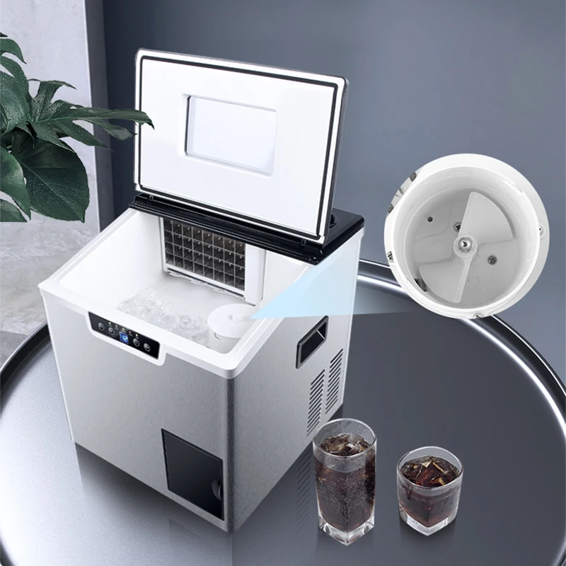ZB-20B 40KG Automatic Ice Cube Maker Commercial Milk Tea Shop Large Ice Cube Making Home Ice Making Crushed Ice Machine 220V 5