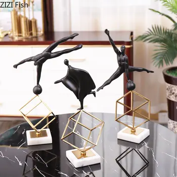 

Nordic Creative Resin Gold Gymnastics characters Crafts ornaments geometric abstract Modern living room decoration figurines