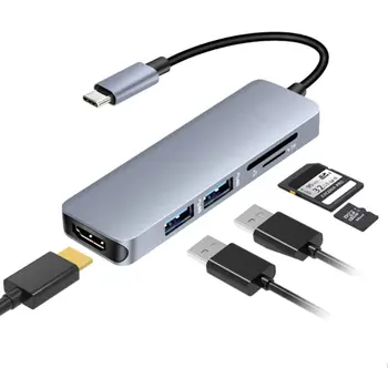 

USB 3.0 Type C to HDMI Hub USB-C Laptop Docking Station Type C Adapter Converter for MacBook Windows SD TF Card Reader 28TE