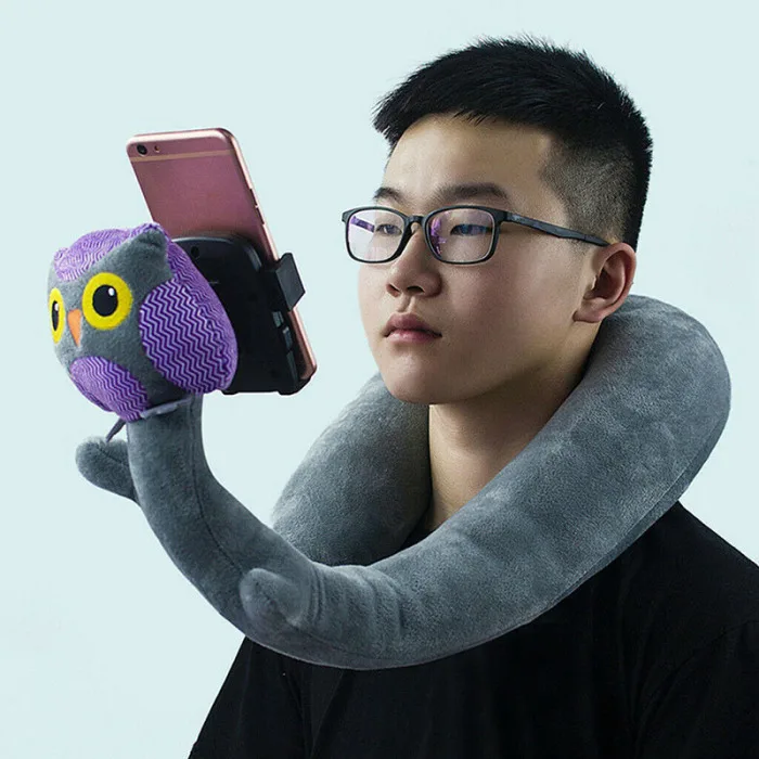 U-образная подушка для путешествий с эффектом памяти, подставка для шеи, держатель для телефона GQ999