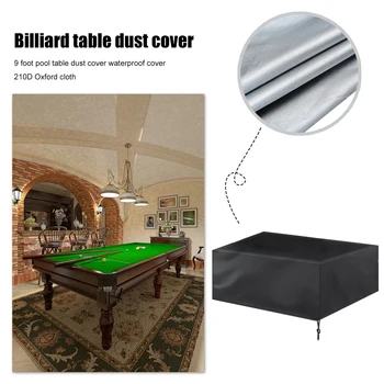 

9 inch Billiards Table Cover 210D Oxford Cloth Table Tennis Waterproof Dustproof Protective Cover Black 287x155x82cm