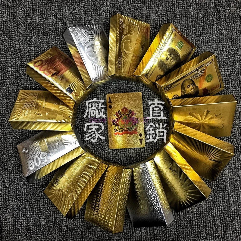 Доставка dhl или ems 200 комплектов Забавные Позолоченные карты для покера 24K