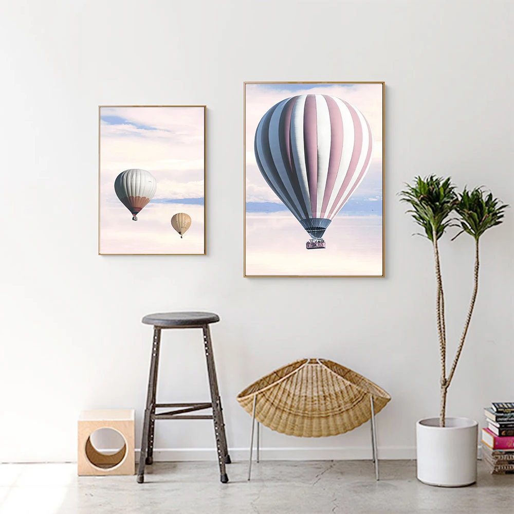 Helium-Hot-Air-Balloon-Pink-Sky-Canvas-Poster-Wall-Art-Landscape-Print-Painting-Decoration-Picture-Scandinavian (3)