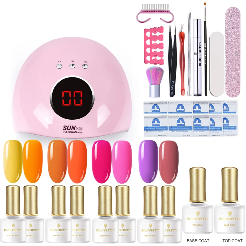 Set8 От BORN PRETTY-набор гелевых ногтей 36 Вт УФ светодиодный светильник маникюр набор 10/9 шт 6 мл комплект гель-лаков для ногтей быстро строительство поли Гель-лак для ногтей, Наборы - Цвет: Set8