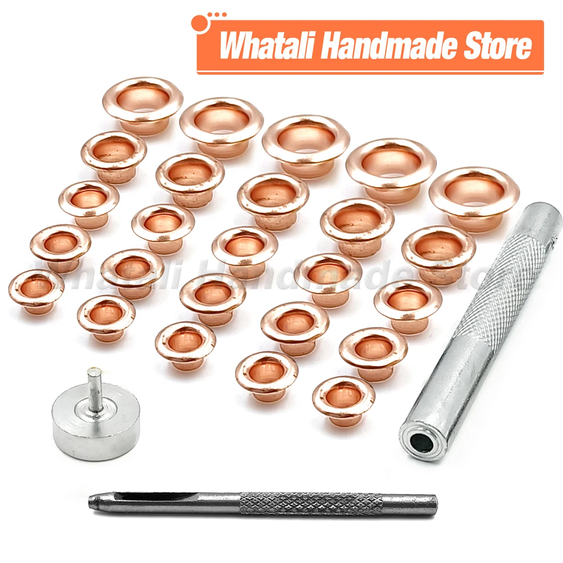 Rose Gold Color Metal Eyelet Grommets Eyelet Punch Die Tool Set DIY Shoes Belt Clothing Leathercraft Accessories 100set