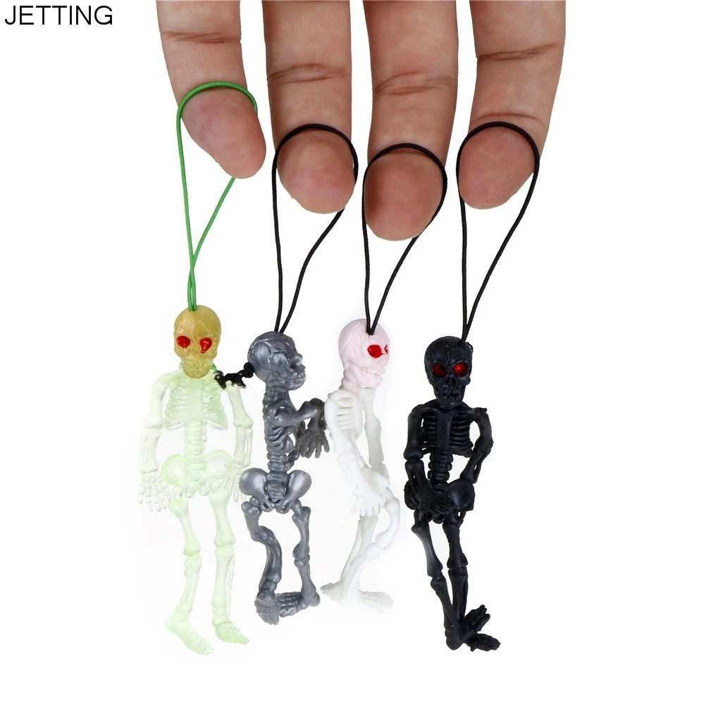 2Pcs/lot Rubber scaryskull toys mini Luminous Glow In The Dark Skeleton Hanging Decoration | Игрушки и хобби