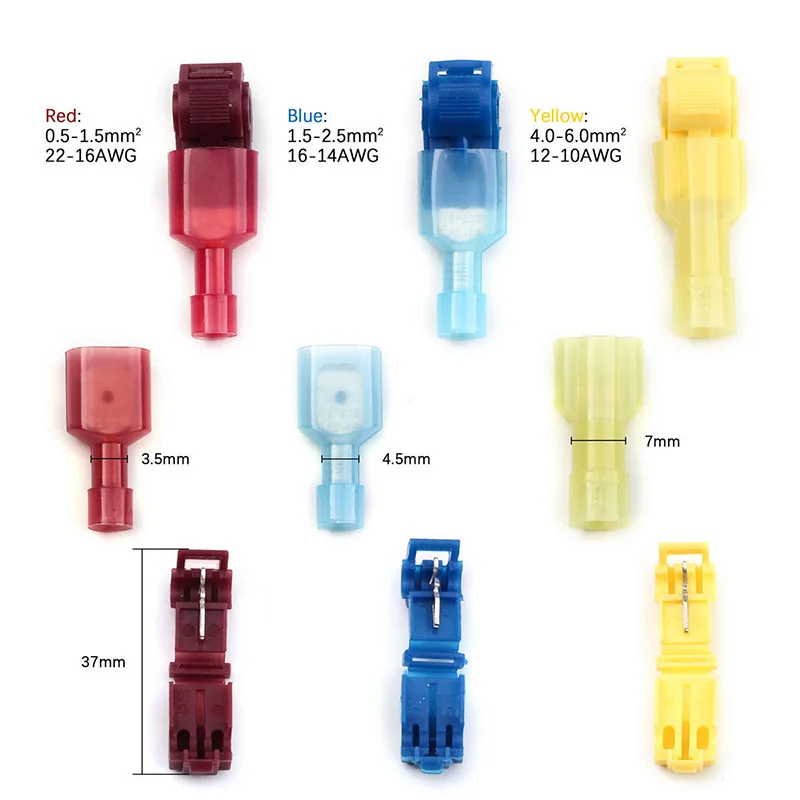 

60/120Pcs T-Tap Insulated Electrical Wire Quick Splice Connectors+Male Crimp Terminal DEC889