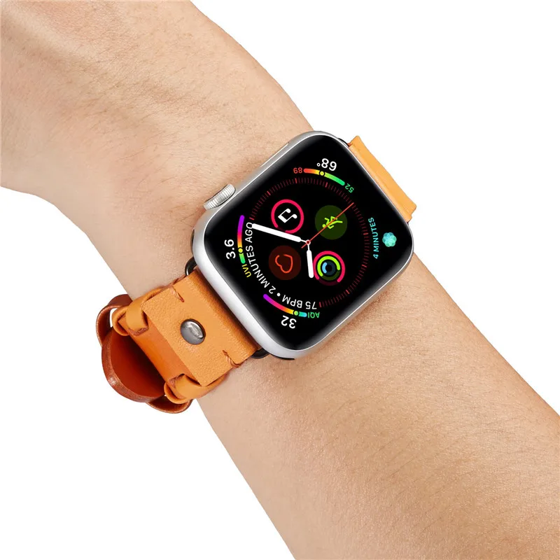 Кожаный сменный ремешок для часов 40 44 мм для Apple Watch 5 4 3 2 в стиле рок, панк, аксессуары для браслетов iWatch 38 42 мм, ремешок из натуральной кожи