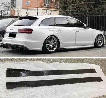 

High Quality Carbon Fiber Side Body Skirts Kit Lip Splitters Cover For Audi A6 S6 RS6 Avant 2015 2016 2017 2018 2019 2020