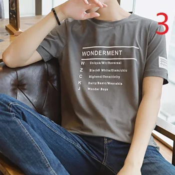 

Summer short-sleeved men's T-shirt trend boys new cotton t-shirt loose round neck half-sleeved shirt 7869