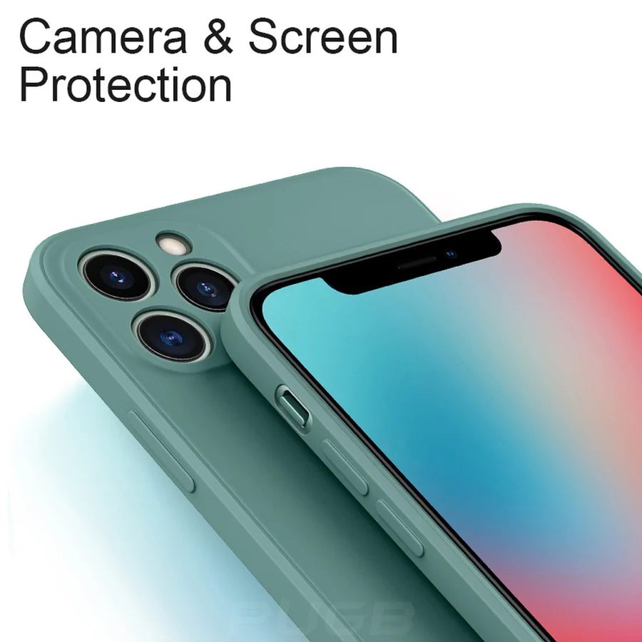 Luxury Orignal Square Soft Liquid Silicone Case For iPhone 11 12 13 Pro Max Mini X XS XR 6S 7 8 Plus SE 2020 Shockproof Cover