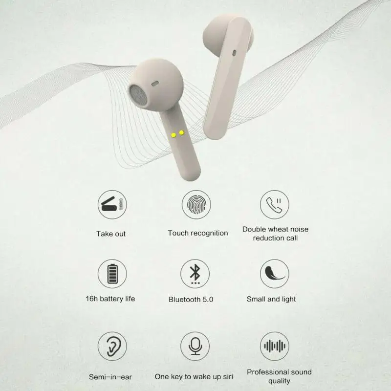 Bluetooth V5.0 наушники беспроводные с микрофоном умные сенсорные спортивные