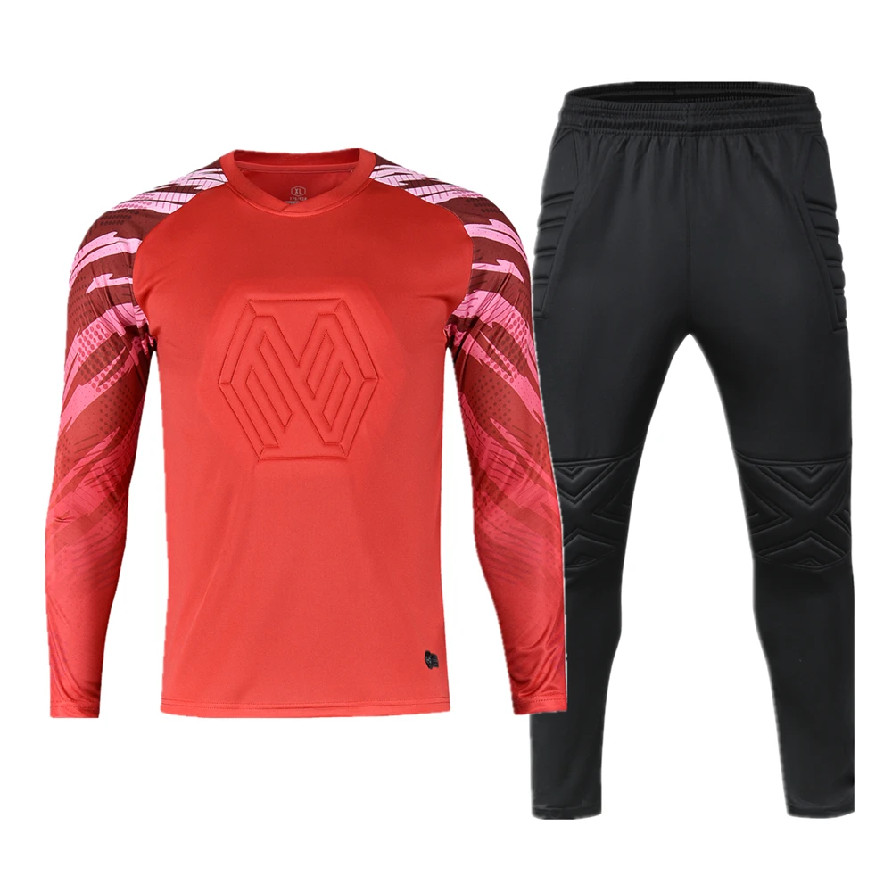 

Kids Adult Goalkeeper Soccer Jersey Set Child Men Football Goalkeeper Uniform Sponge Protection Goalie Shirt Pants Or Shorts GK