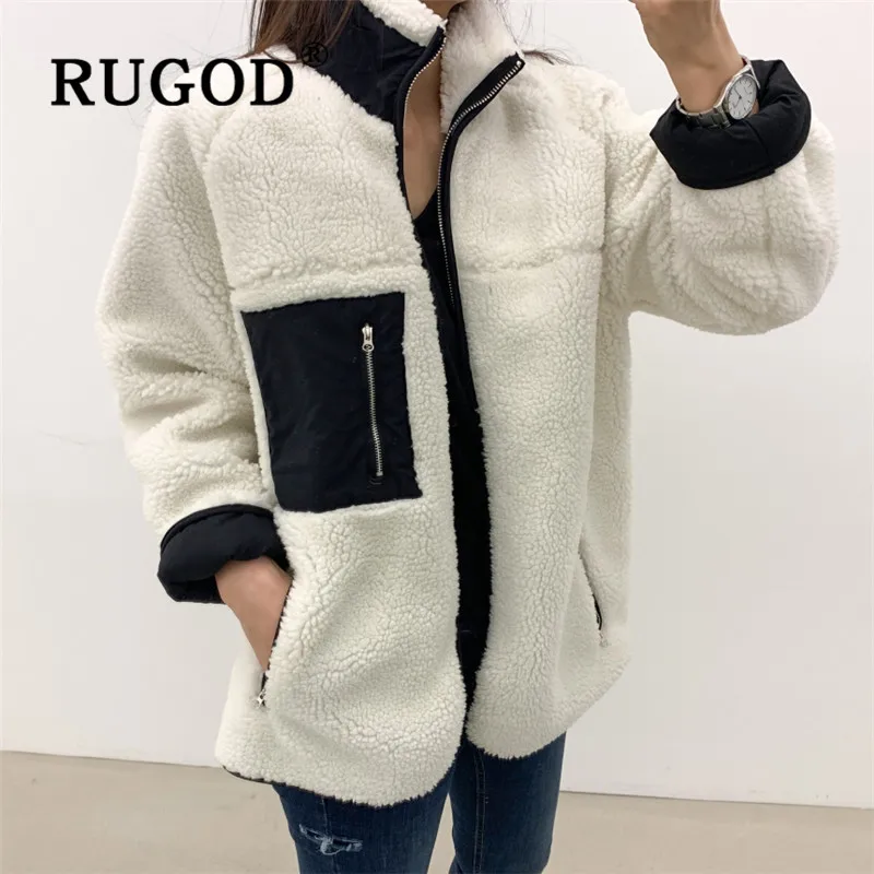 RUGOD/корейский стиль; шикарная свободная пушистая верхняя одежда; Повседневная Женская свободная одежда; Повседневная Женская милая Одежда для девочек;
