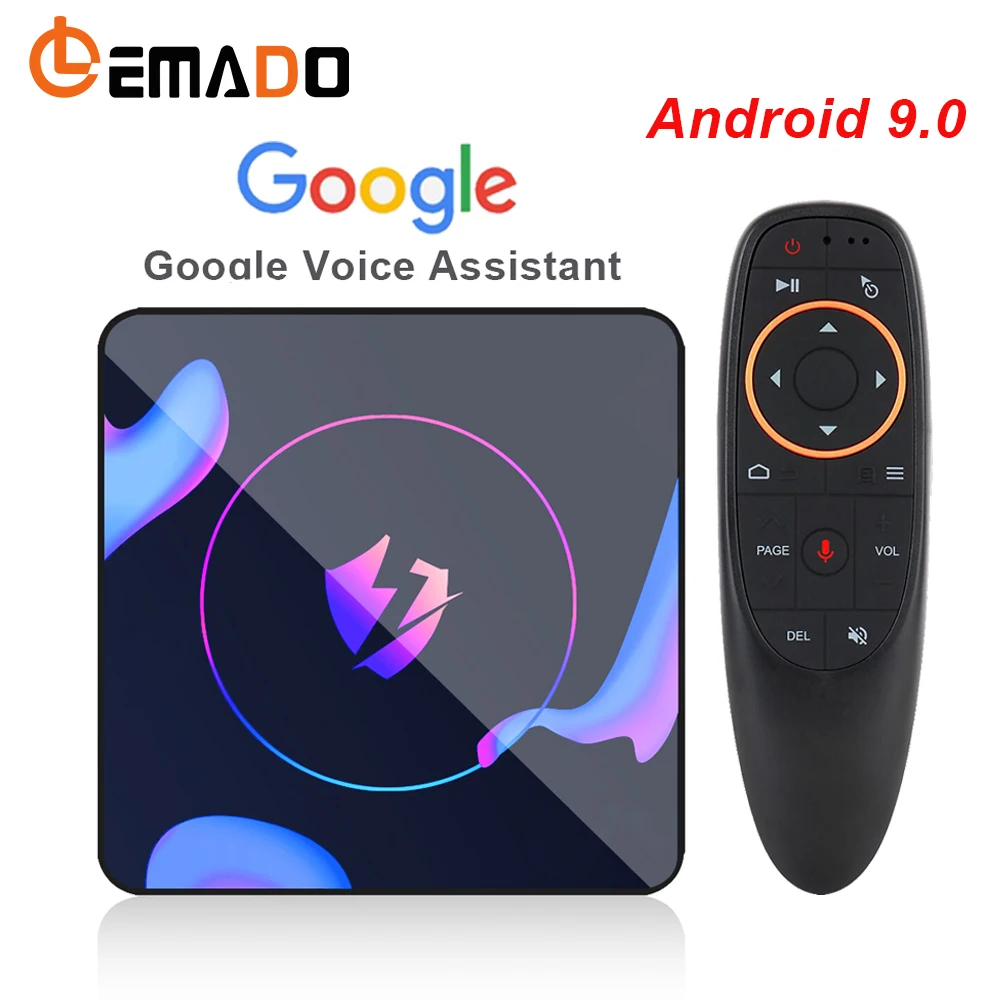 LEMADO TV Box Android 9 0 RK3318 4 Гб ОЗУ 64 ПЗУ 4K Netflix Youtube Google Voice Assistant LET1 дыхательный
