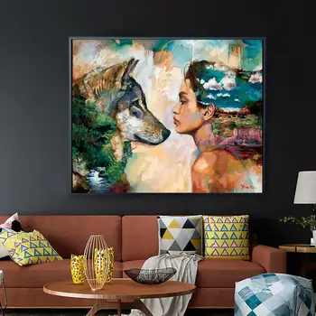 

HUIRAN Home Decoration Animals Oil Painting by numbers Nordic Modern Bedroom Living Room Decoration Wall Canvas Painting Decor