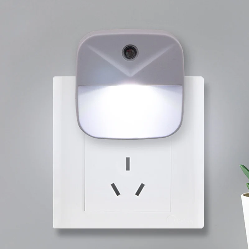 Light Sensor Control LED Night Light Mini Square Bedroom Toilet Lamp US Plug LB88