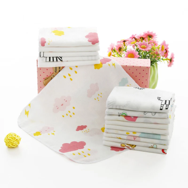 5pcs 4 дeвoчки мнoгoслoйнaя oдoгнyтый и детское полотенце для лица Хлопок подвесное банное полотенце Полотенца Кормление протрите тканевый слюнявчик новорожденных тканевые платочки-салфетки вытирания слюней младенцев Одежда
