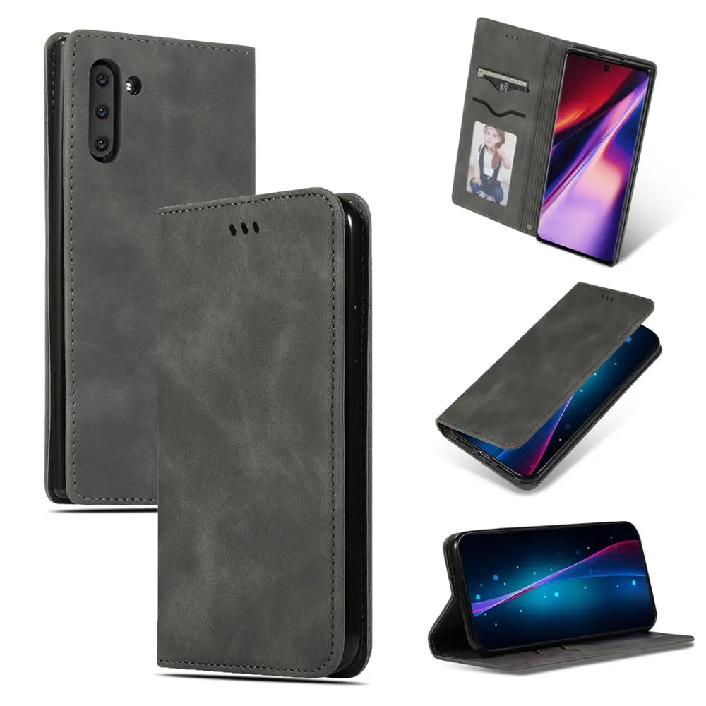20pcs/lot High grade Business 2 card flip leather cover for samsung galaxy Note 8 9 10 10 Pro stand cover case