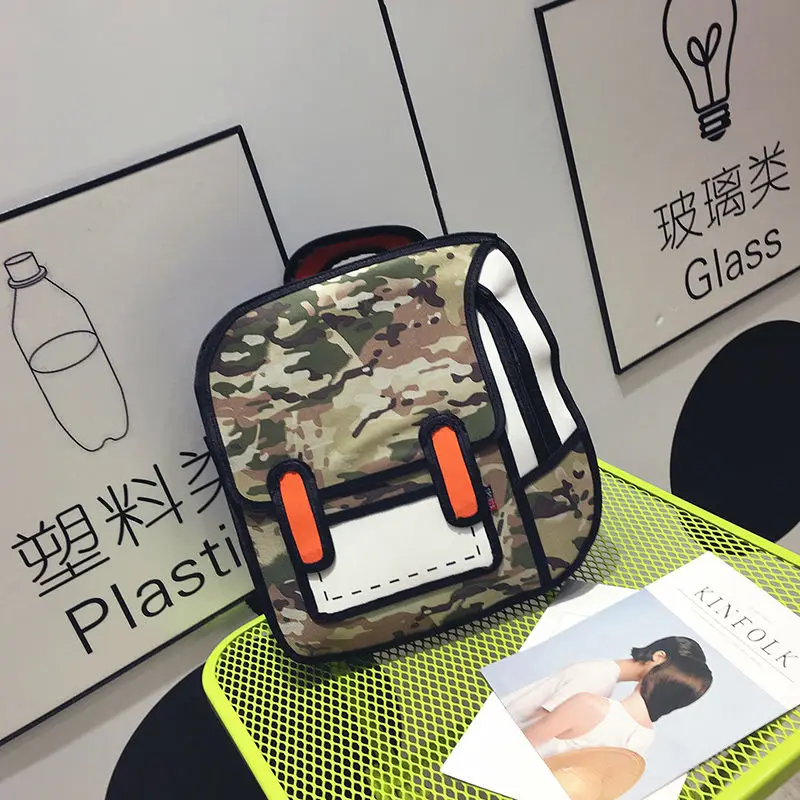 

Women Backpack 3D Jump Style 2D Drawing Cartoon Back Bags Comic Messenger Tote Fashion Cute Student Bags Unisex Knapsack Bolos