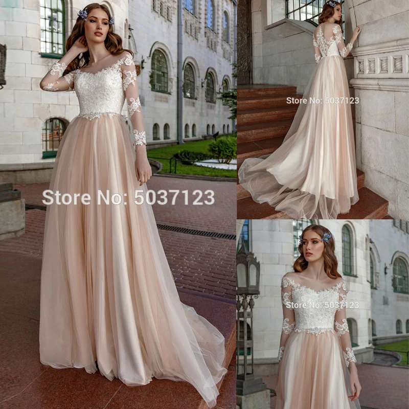 Vestidos De Noiva трапециевидной формы одежда с длинным рукавом свадебное платье