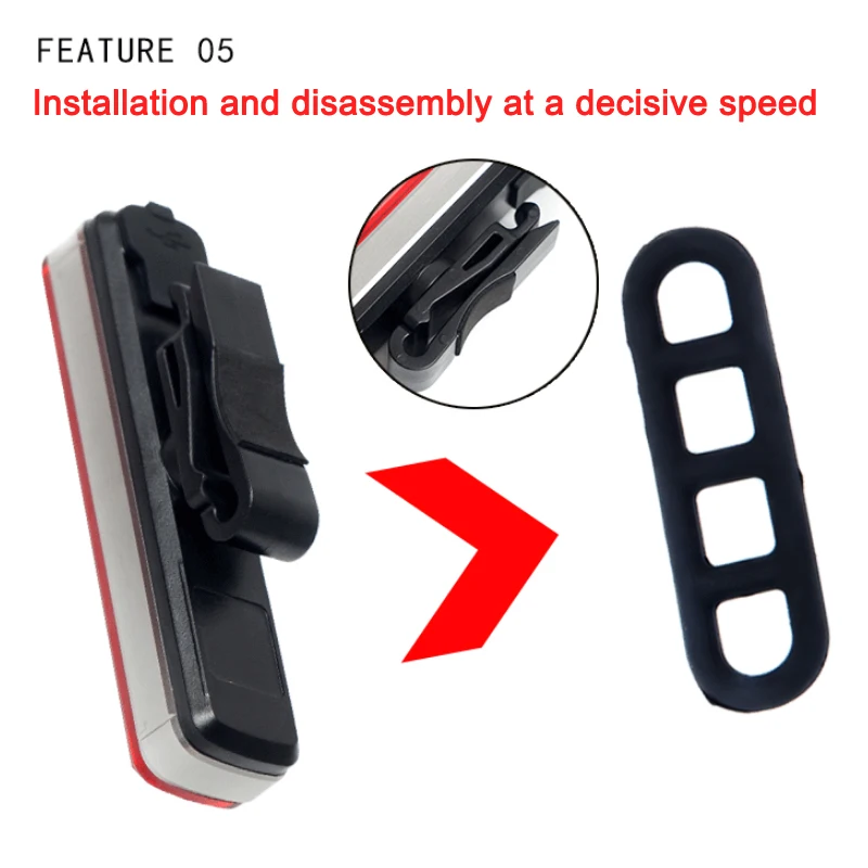 Clearance Bike Bicycle Rear Front USB Rechargable COB Bike Light Lamp Red Light 360 Degrees Rotation 8 Modes &T8 1