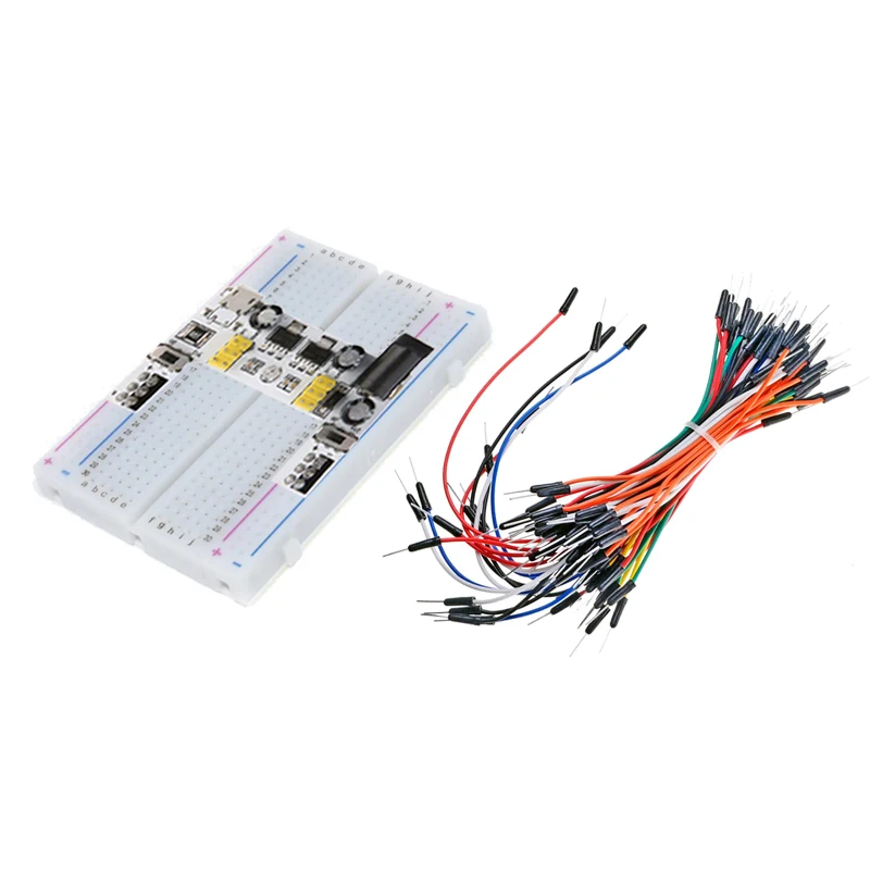 MB102 Power Supply Module 3.3V 5V+MB102 Breadboard Board 400 Point Jumper cable 