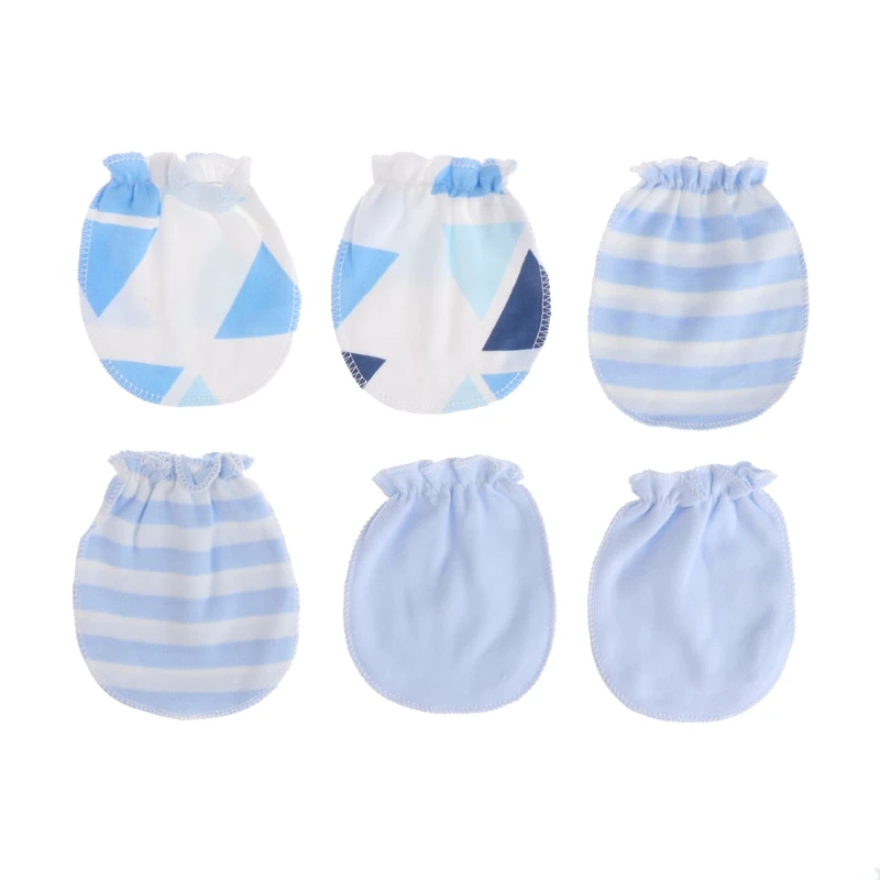 3 Pairs Fashion 1-24 Month kids Anti Scratching Gloves Newborn Protection Face Cotton Scratch Mittens