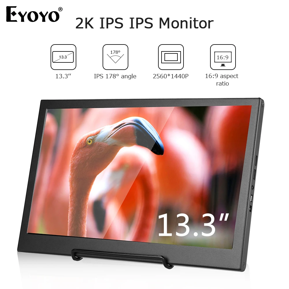 

Eyoyo EM13H 13.3" portable LCD Screen FHD 1440P HDMI Monitor USB Type C for Macbook Laptop Phone Xbox Switch PS4 Gaming Monitor