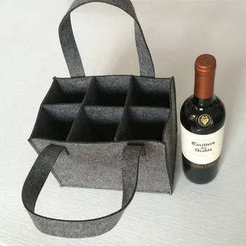 

Wine Storage Bag with 6 Grids Comfortable Carry Handle Protable Large Bottle Carrier Tote Bags Felt