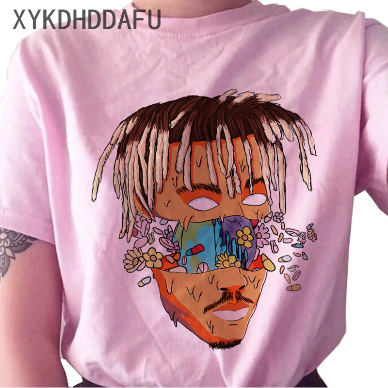 Женская футболка с принтом Juice Wrld Повседневная в стиле хип-хоп Ulzzang | одежда
