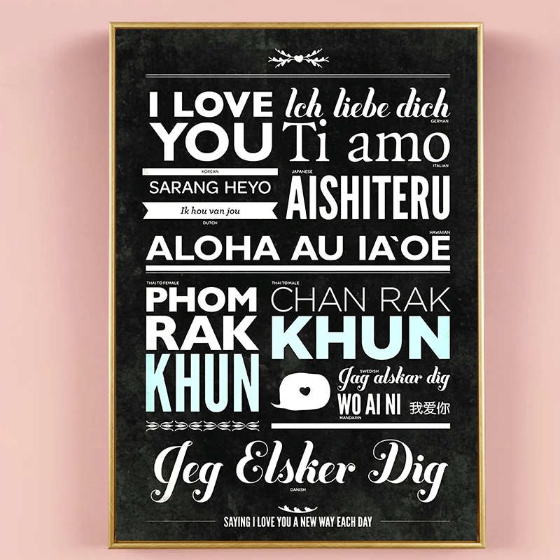 Картина на холсте Я люблю тебя нескольких языках плакаты и принты Настенная