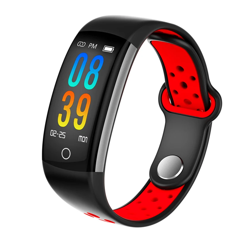 black red Смарт-часы для мужчин и женщин, спортивные, Smartband, кровяное давление, водонепроницаемые, для плавания, спортивный браслет, ремешок, сенсорный экран, часы для Android iOS - Цвет: black red