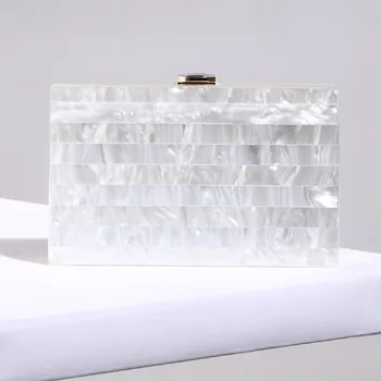 

2019 Acrylic Design White Stripe Women Bags Evening Clutches Bag Small Party Minaudiere Handbags Purse Wedding Bag Bolsos Female