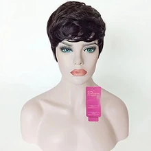 

Human Hair Blend Wig Black Short wavy Costume Wig for women 8 inch