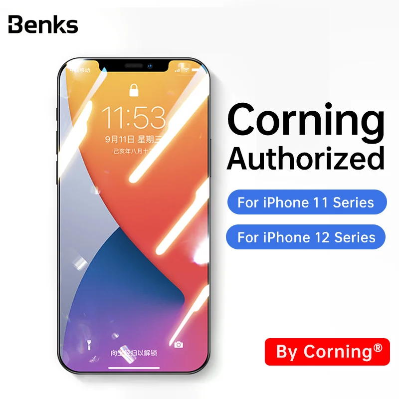 2020 Benks XPro+ Corning Authorized Tempered Glass HD For iPhone 12 Mini 11 Pro Max XS XR X Full Coverage Screen Protective Film