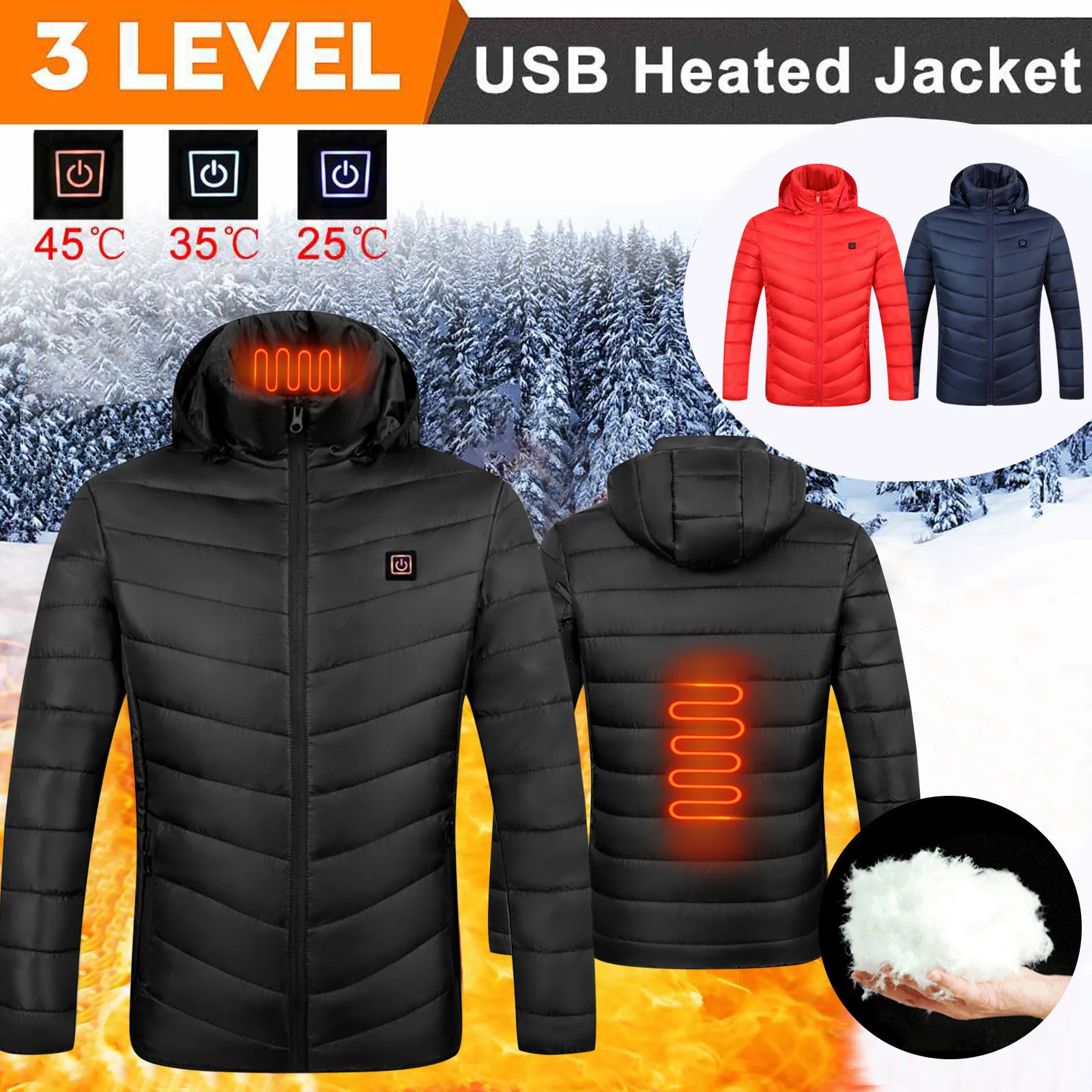 Veste chauffante d'hiver pour hommes et femmes, manteau thermique aste,  imperméable, coupe-vent, vêtements pour vélos, ski, randonnée, pêche -  AliExpress