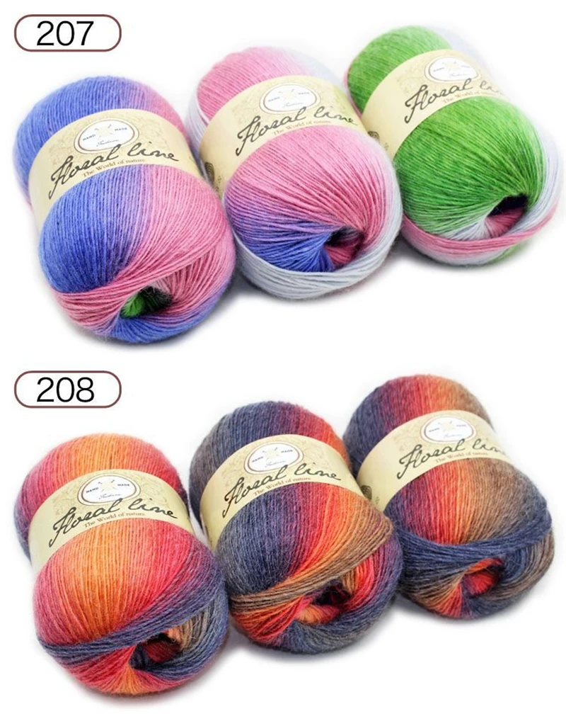 mylb 3pcs X100g Fine Rainbow Line Yarn for Knitting Cashmere Wool Yarn Crochet Melange High Tenacity Knitting Needle 12